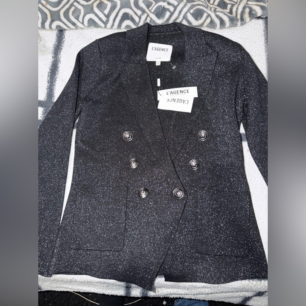 L'AGENCE Kenzie Metallic Knit Blazer - Picture 3 of 6